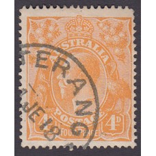 Australian    King George V    4d Orange   Single Crown WMK  Plate Variety 1L5..